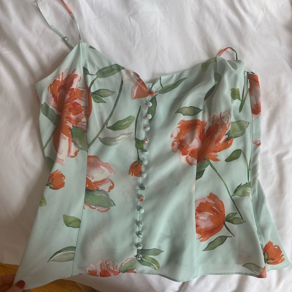Floral silk Intermix Tank top